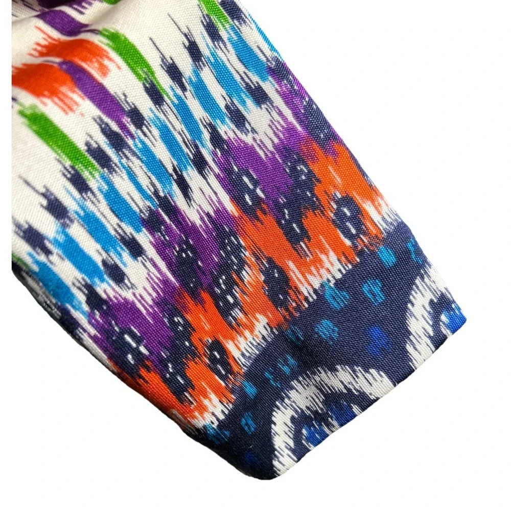 Tory Burch Silk Long Sleeve Cowl Neck Mini Dress Fantasy Print Sz Small‎ EUC